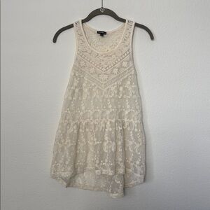Express Ivory Lace Sheer Top